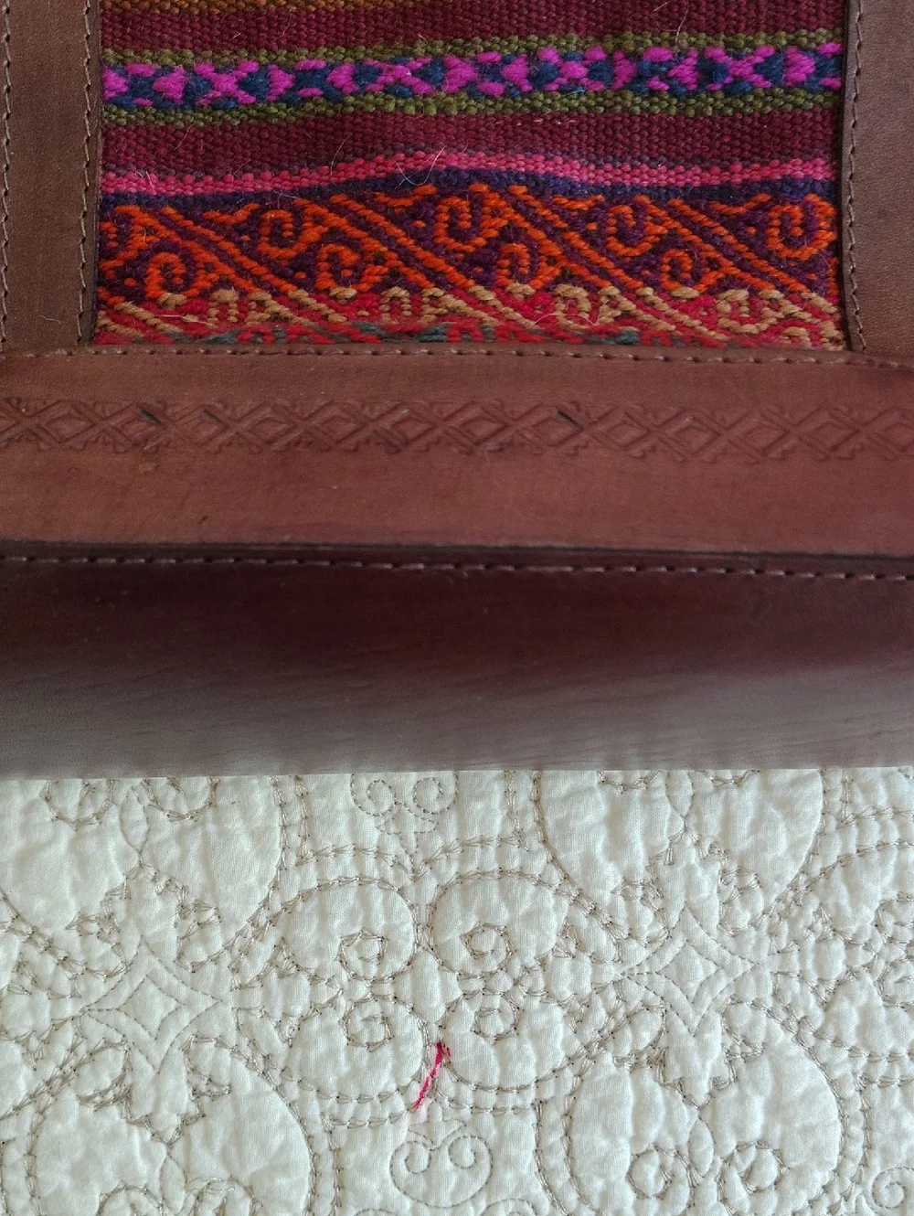 Handcrafted Bolivian‎ Brown Leather Shoulder Bag Boho Woven Artisan Fair Trade